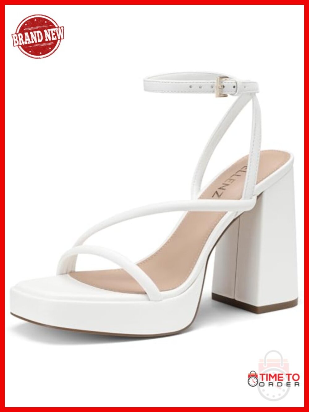 Women Platform Square Toe Chunky Block Heel Ankle Strap Heeled Sandal